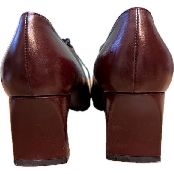Vintage YSL Rive Gauche Burgundy Leather Oxford Heels Size EU/IT 39 / US 8.5 - Picture 4 of 7